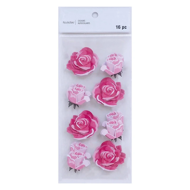 Pink Rose Floral Dimensional Stickers by Recollections™