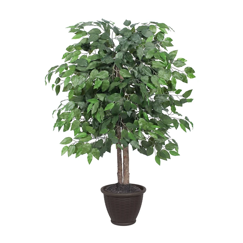 4ft. Artificial Ficus Bush with Brown Plastic Container