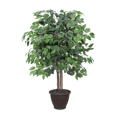 4ft. Artificial Ficus Bush with Brown Plastic Container