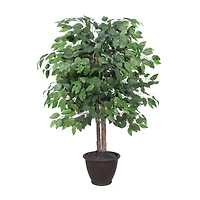 4ft. Artificial Ficus Bush with Brown Plastic Container