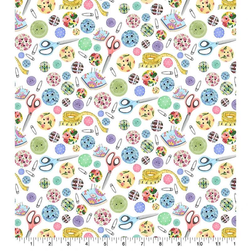 Springs Creative Buttons Toss Cotton Fabric