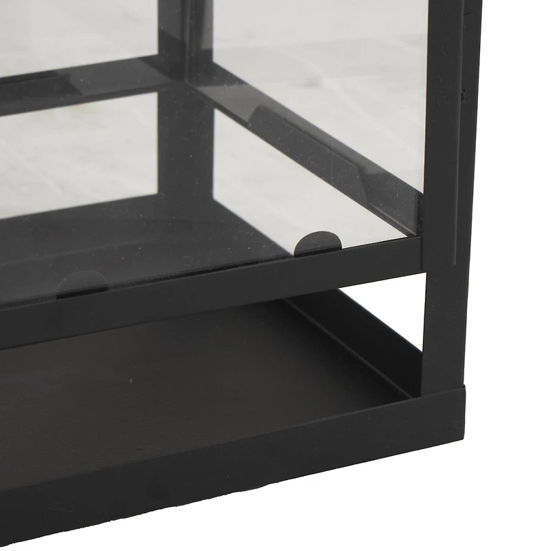 Black Minimalist Candle Lantern with Ring Handles Set