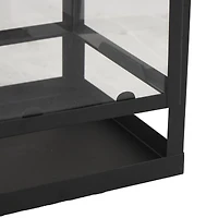 Black Minimalist Candle Lantern with Ring Handles Set