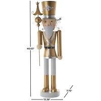 46.5" Gold & Silver Metal Standing Nutcracker Sculpture