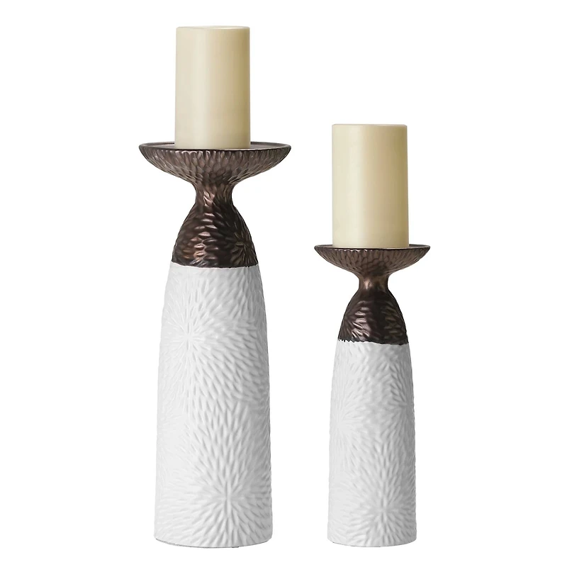 American Art Decor Twin Crucibles 2-Piece Table Top Candle Holder Set in - 15.25" x 4.5