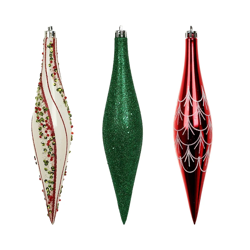 6 Pack 7.7" Peppermint Lane Shatterproof Teardrop Ornaments by Ashland®