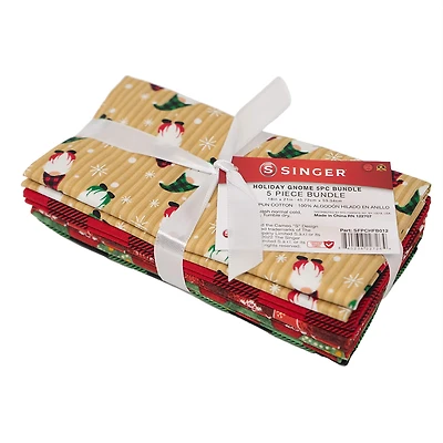 SINGER Christmas Holiday Gnome Cotton Fabric Fat Quarter Bundle