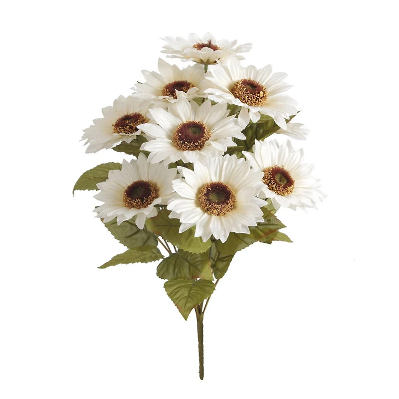 18.5" Basic Small Cream Sunflower Bush by Ashland