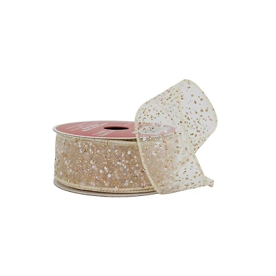 1.5" x 30ft. Gold Glitter Wired Sheer Ribbon by Celebrate It®