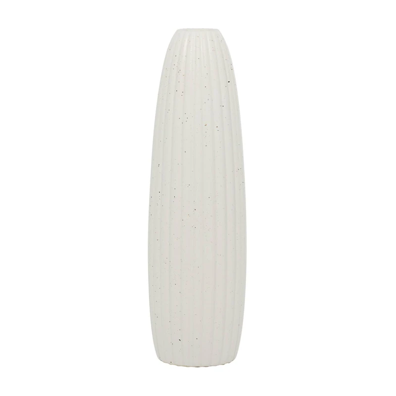 White Ceramic Contemporary Vase, 18" x 5" x 5"