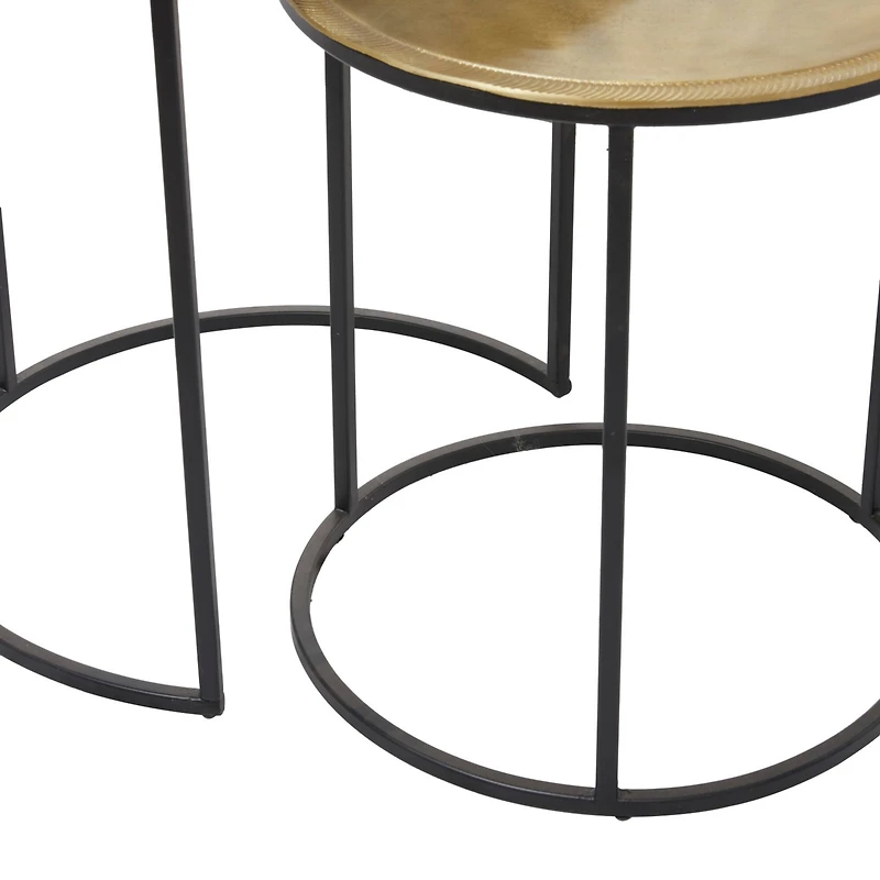 20" Black Aluminum Industrial Accent Table Set