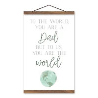 To Us You Are the World Teak Hanging Canvas