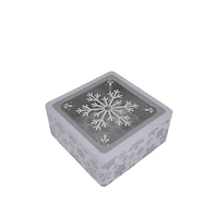 Snowflakes with Clear Window Square Christmas Tin by Makery™
