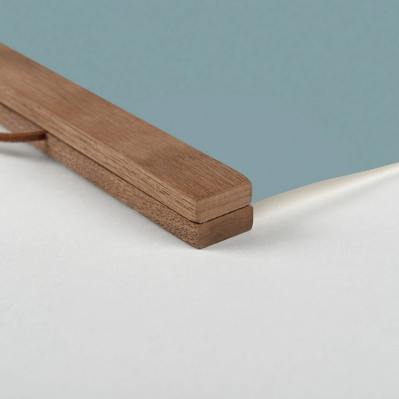 Blue Leaf Sketch 16" x 20" Teak Hanging Canvas