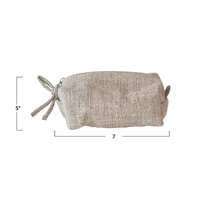 Hello Honey® 7" x 5" Natural Woven Hemp Fiber Zip Pouch with Handle & Cotton Lining