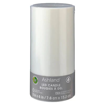 White 3" x 6" LED Outdoor Pillar Candle By Ashland®