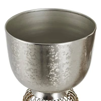 Silver Textured Rounded Dome Metal Planter Set