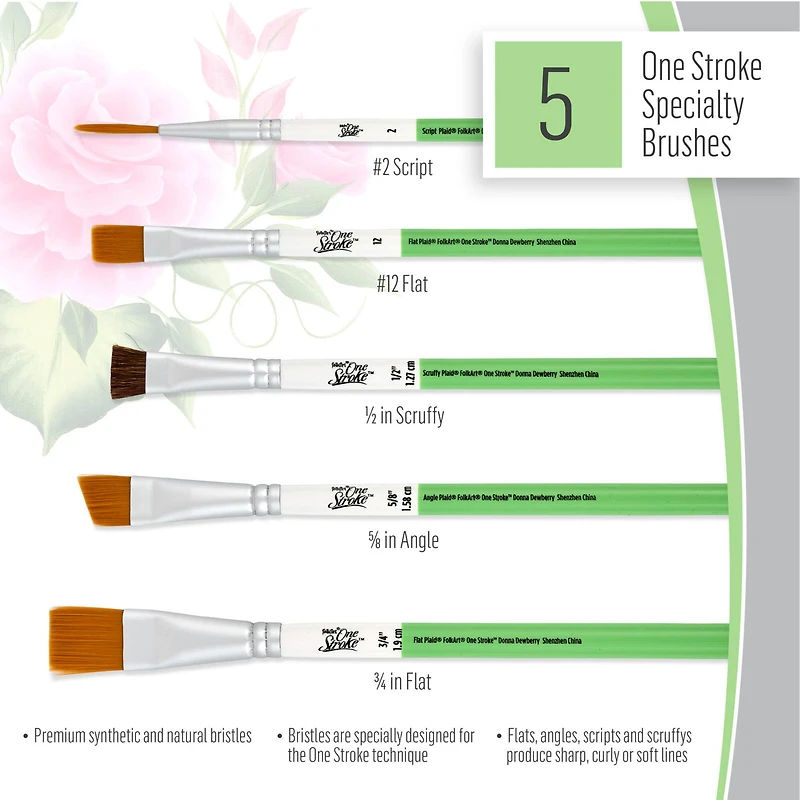 Let's Paint with FolkArt® One Stroke™ A-Z of Floral Painting Kit