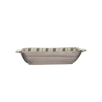 Hello Honey 1qt. Cream & Gray Plaid & Speckles Stoneware Baking Dish