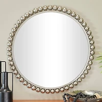 CosmoLiving by Cosmopolitan Silver Metal Wall Mirror with Bead Detailing 36" x 1" x 36"
