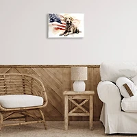 Stupell Industries Patriotic Dog with Flag Wall Plaque Art