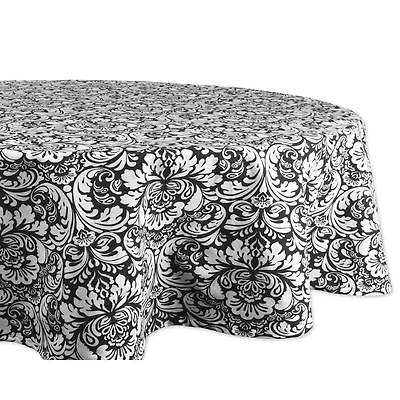 DII® 70" Round Black Damask Tablecloth