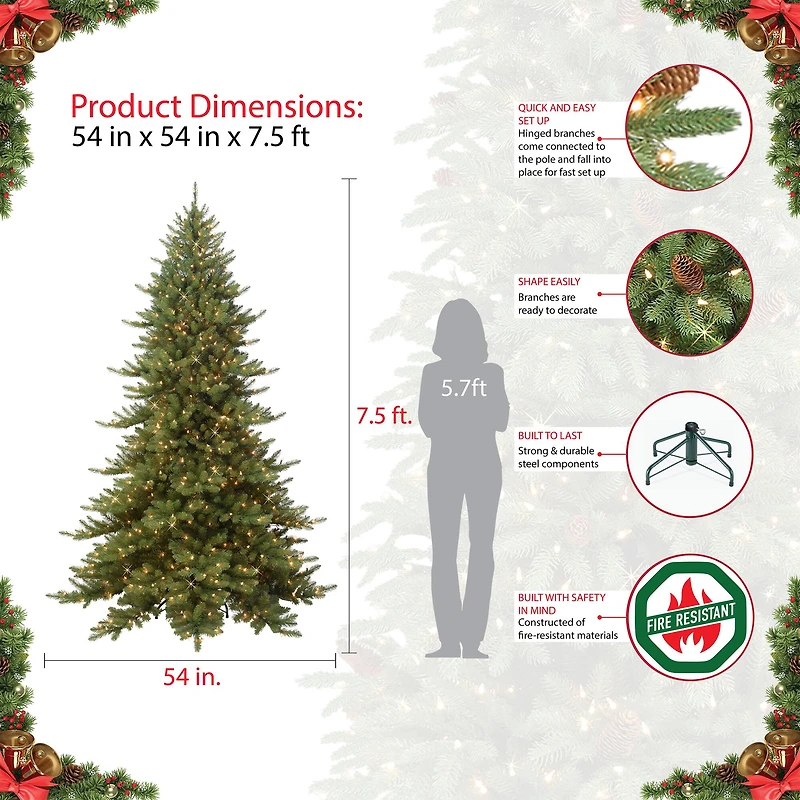 7.5ft. Pre-Lit Royal Majestic Fraser Fir Artificial Christmas Tree, Clear Lights