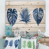 Designart - Classic Blue Tropical Leaves