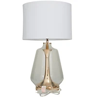 CosmoLiving by Cosmopolitan Gold Glass Transparent Base Table Lamp with Drum Shade 15" x 15" x 24"