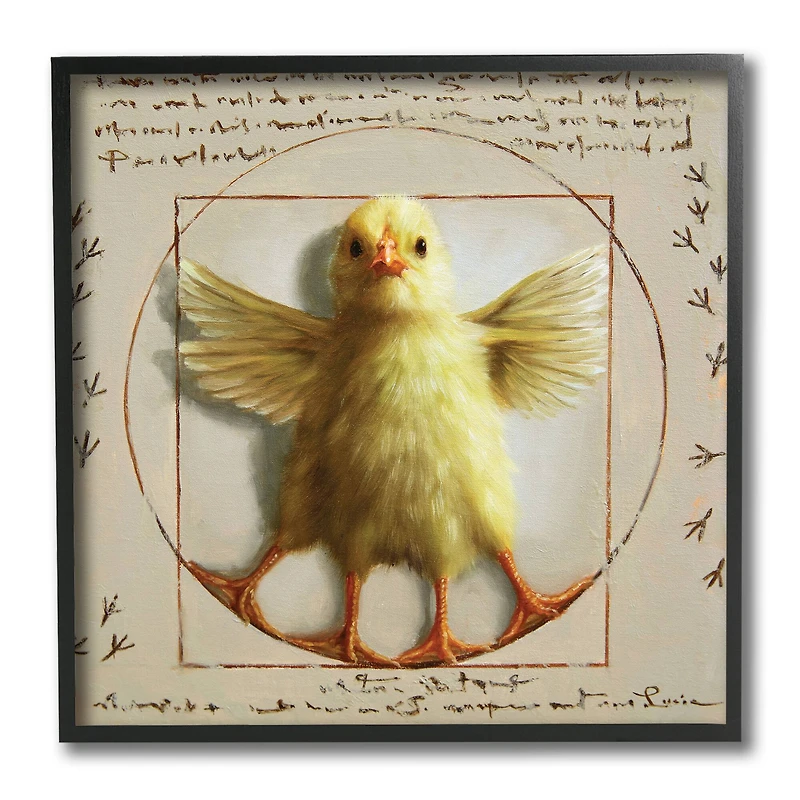 Stupell Industries Vitruvian Chick Baby Farm Chicken Animal Humor, 12" x 12"