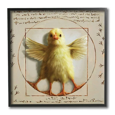 Stupell Industries Vitruvian Chick Baby Farm Chicken Animal Humor, 12" x 12"