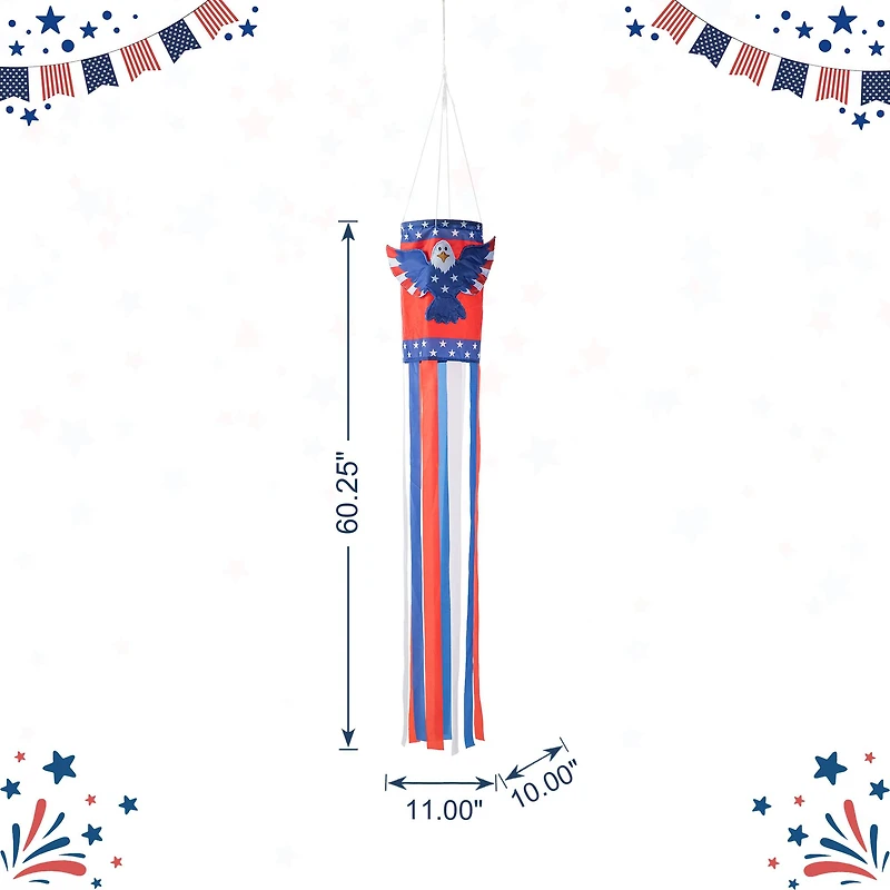 Glitzhome® 60" Patriotic Eagle Windsock