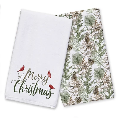 Merry Christmas Cardinals Tea Towel Set