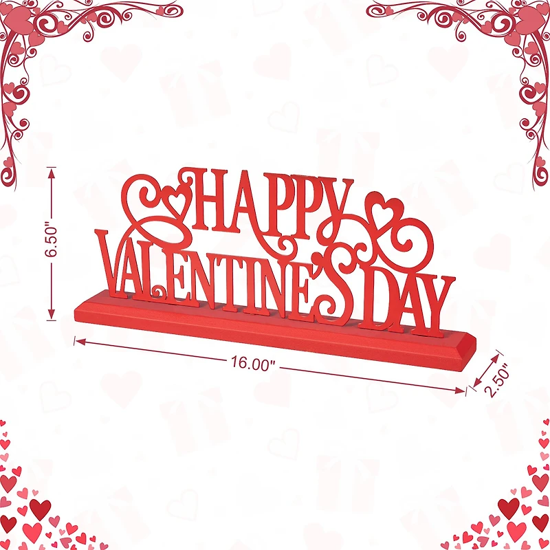 Glitzhome® 16" Wooden & Metal Happy Valentine's Day Table Décor