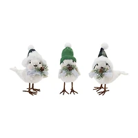 Winter Bird with Hat & Pine Accent Set, 7", 7.5" & 8"