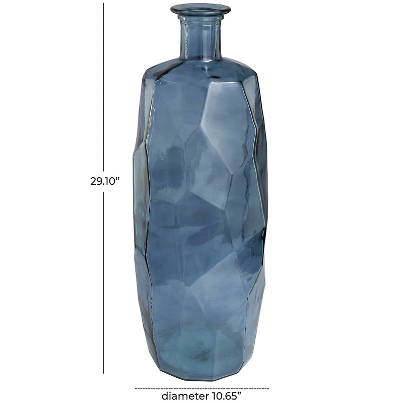 29" Blue Recycled Glass Tall Spanish Bottleneck Vase
