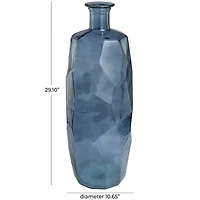 29" Blue Recycled Glass Tall Spanish Bottleneck Vase