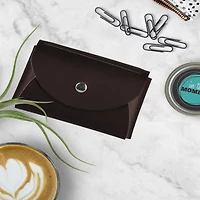 JAM Paper Italian Leather Business Card Holder Case with Round Flap