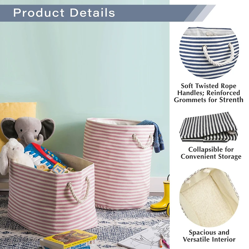 DII® 20" Pinstripe Woven Paper Storage Bin