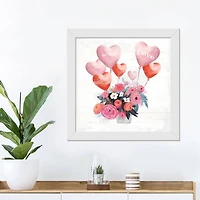 Floral Balloon 16" x 16" White Framed Print Under Plexiglass