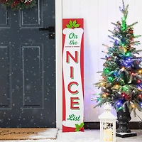 Glitzhome® 3.5ft. Double-Sided Wooden Naughty & Nice List Porch Sign