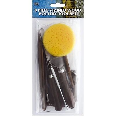 Art Advantage® 9 Piece Stained Wood Pottery Tool Kit w/Fettling Knife