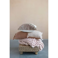 Hello Honey® Pink & Rust Woven Cotton Lumbar Pillow with Fringe