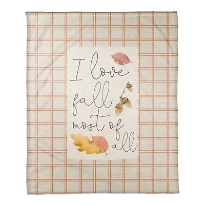 I Love Fall  Coral Fleece Throw
