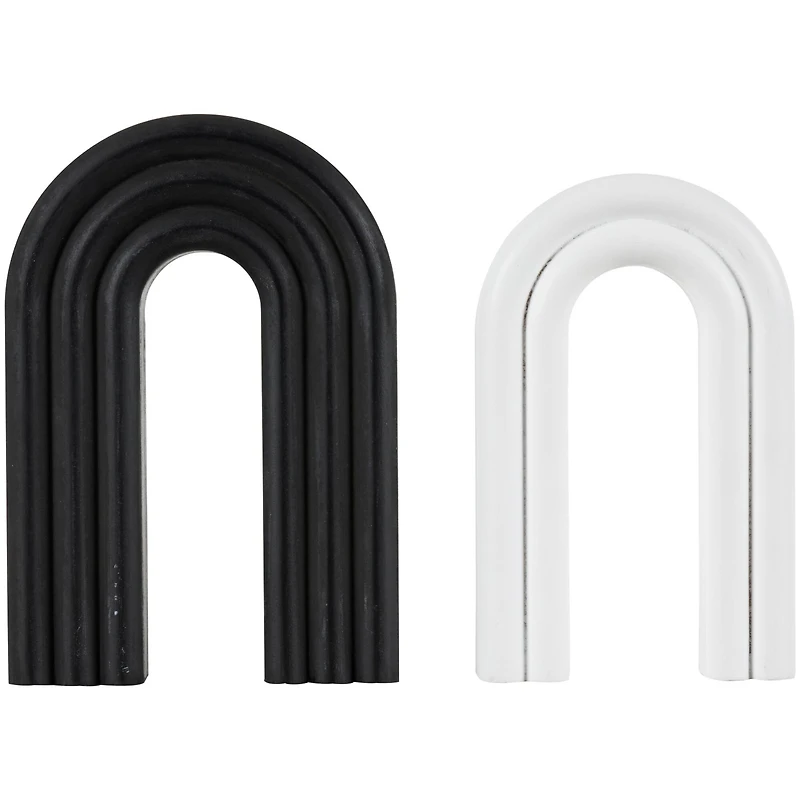Black & White Geometric Layered Arch Sculpture Set