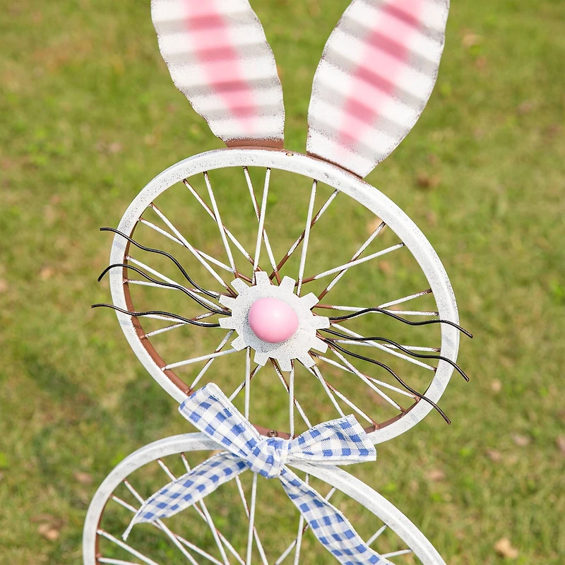 Glitzhome® 38" Easter Wheel Bunny Metal Décor