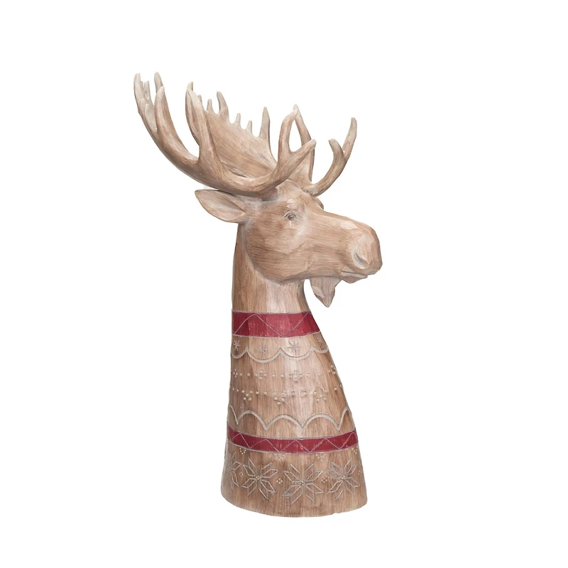 Hello Honey® 17.75" Whitewashed Woodgrain Carved Moose Tabletop Accent
