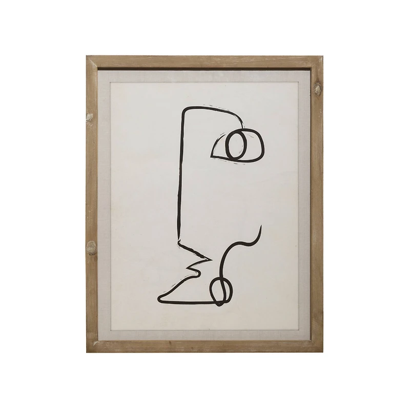 Hello Honey® Black & White Abstract Face Wall Art with Fir Wood Frame