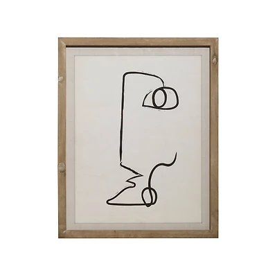 Hello Honey® Black & White Abstract Face Wall Art with Fir Wood Frame