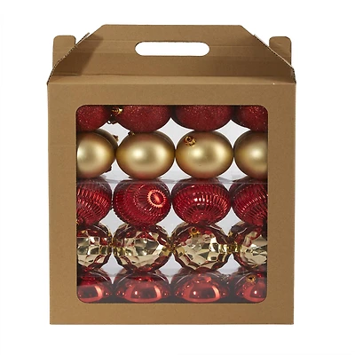 40ct. 3" Red & Gold Shatterproof Ball Ornaments